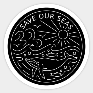 Save Our Seas Ocean Conservation Line Drawing Sticker